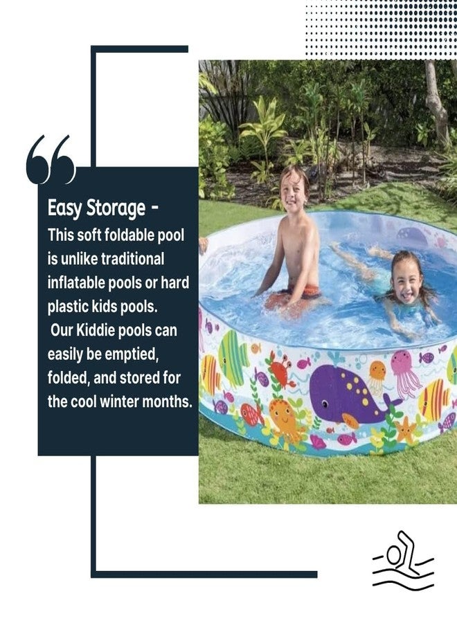 BlackZone 4 Ft Round Swimming Pool for Kids Folding & Durable Swim Center Pool for Kids 1 to 5 Years No Need for an Air Pump - Multicolor (4 FT Without AIR) - Image 4